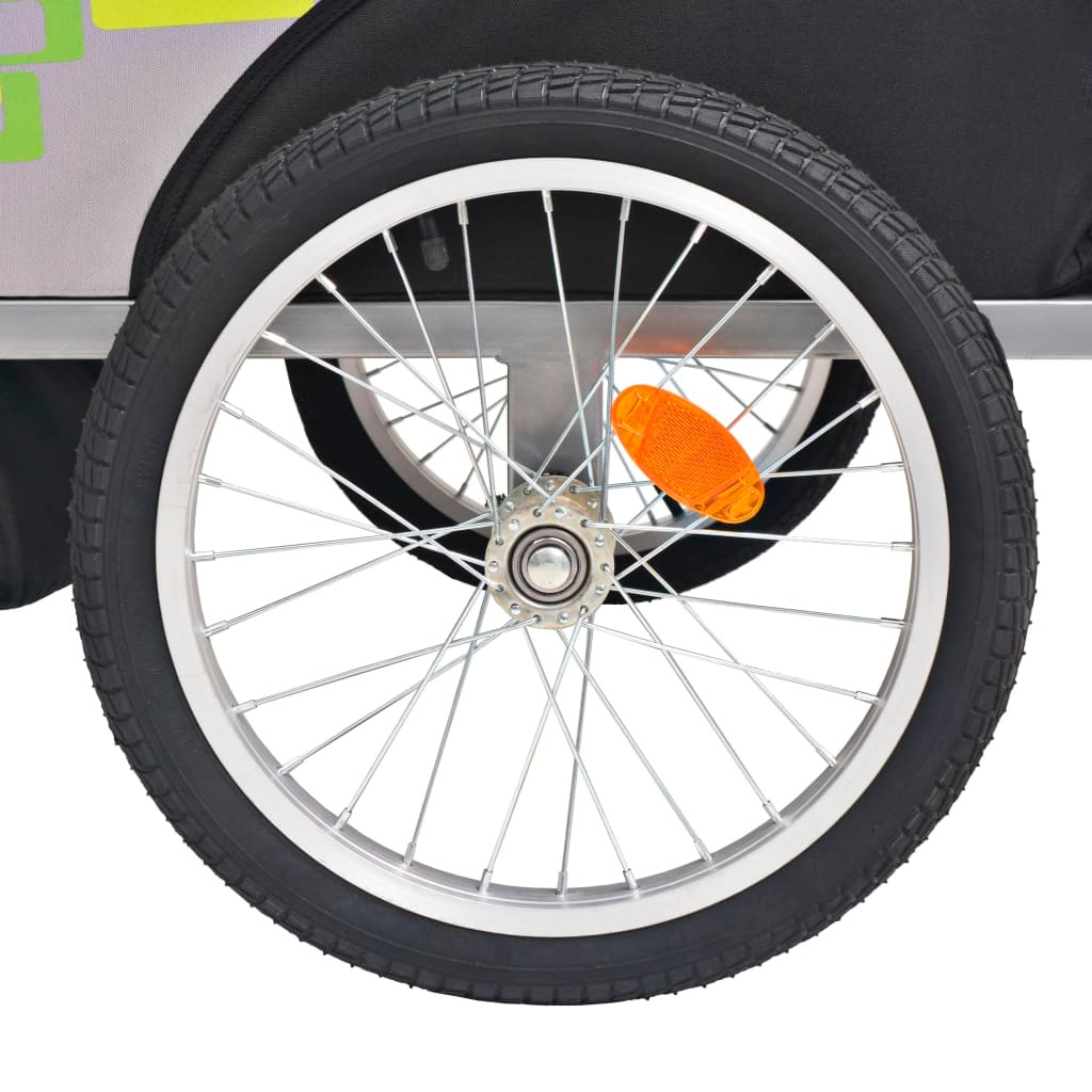 Kids Bicycle Trailer Grey and Green 30 kg